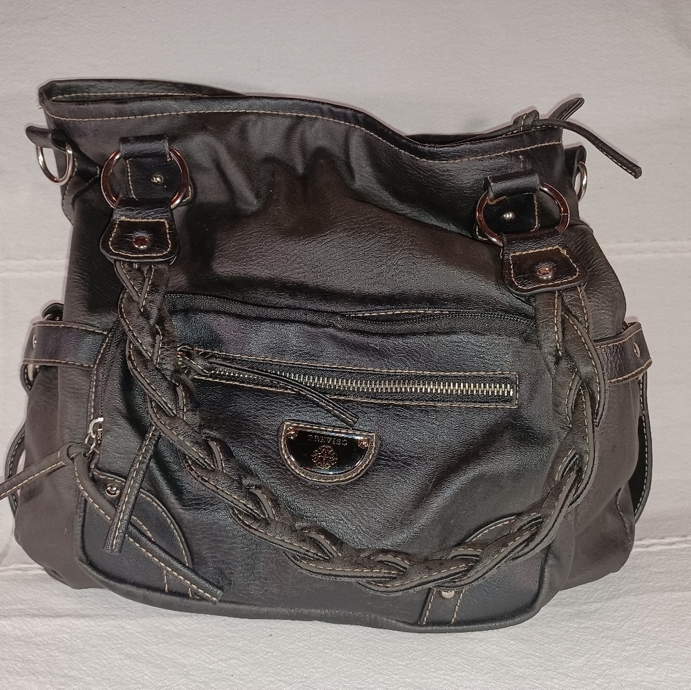 Black faux leather Treviso purse
